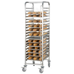 Stainless steel tray trolley for 18 trays 60x40 cm