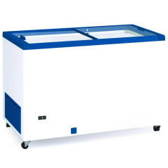 Industrial chest freezer with glass door, 387 liters, 130 cm, with small touch