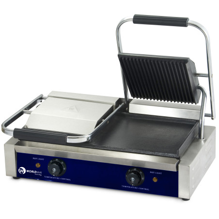 Grill elèctric doble mixt professional WORLDMAI amb plaques llises i amb ranures 58 x 41 cm