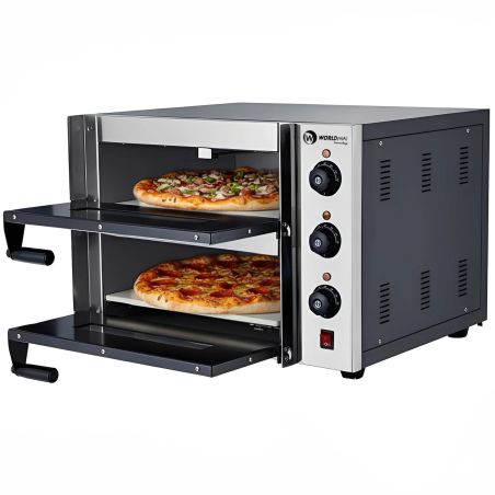 MBH - Four électrique professionnel double chambre pour pizzas 40 cm pour pizzerias et cuisines industrielles.