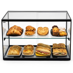 Glass non refrigerated double layer 55 cm display case for cakes and pastries