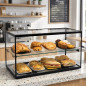 Vitrina expositora neutra 55 cm 2 pisos para hostelería. Expositor neutro de cristal para bollería y repostería