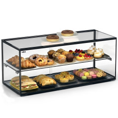 Vitrine neutre vitrée à poser 92 cm sur comptoir avec étagère