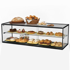 Glass non refrigerated double layer 120 cm display case for cakes and pastries