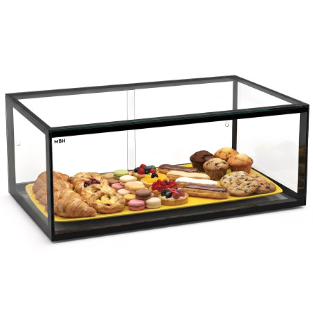 Glass non refrigerated single layer 55 cm display case for cakes and pastries