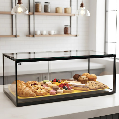 Glass non refrigerated single layer 55 cm display case for cakes and pastries
