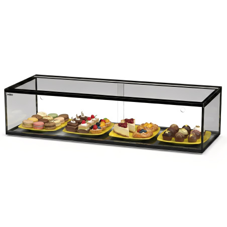 Glass non refrigerated single layer 92 cm display case for cakes and pastries