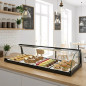 Curved glass non refrigerated display cases for cakes and pastries