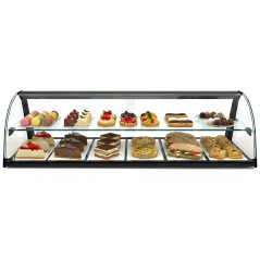 Double layer curved glass non refrigerated display cases for cakes and pastries