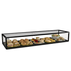 Glass non refrigerated single layer 120 cm display case for cakes and pastries