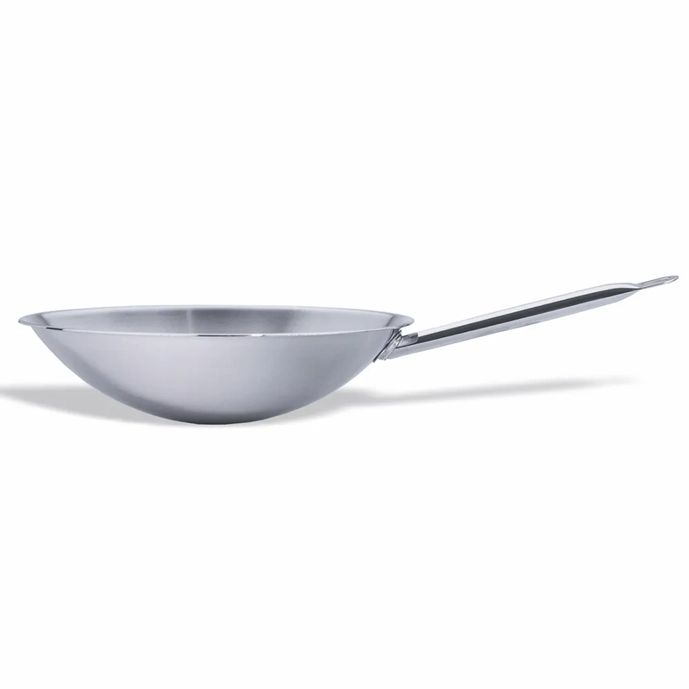 Wok professional de fons rodó d’acer inoxidable de 36 cm