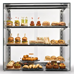 Vitrines de table avec 2 étagères et une grande vision