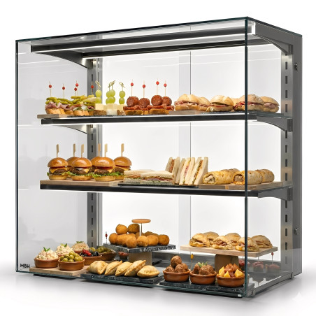 Vitrines de table avec 2 étagères et une grande vision