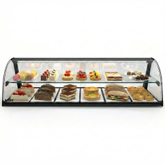 Double layer curved glass non refrigerated display cases for cakes and pastries