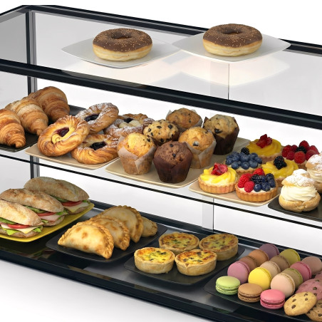 Glass non refrigerated double layer 92 cm display case for cakes and pastries