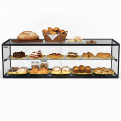 Vitrine neutre vitrée à poser 120 cm sur comptoir avec étagère