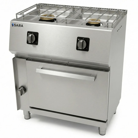Cocina a gas con horno y gratinador profesional 550 de 2 fuegos Sara by Repagas