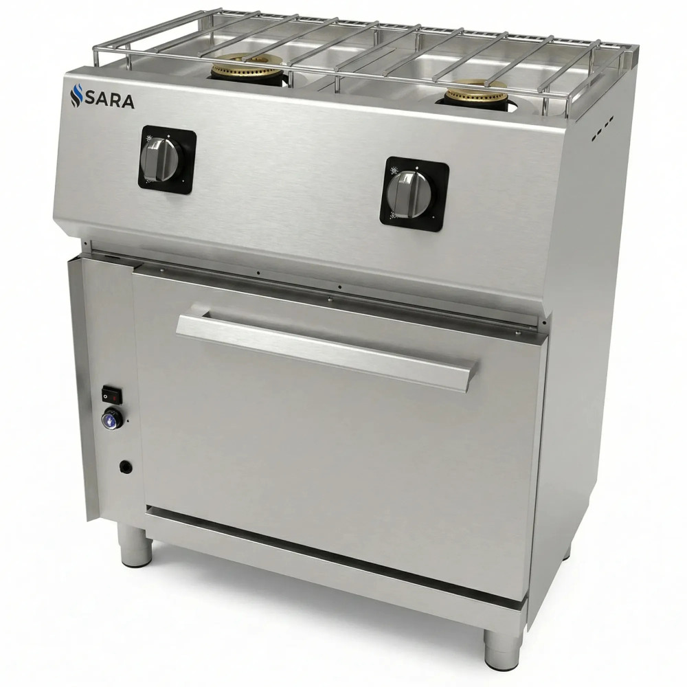 Cuina de gas professional amb forn 550 de 2 focs Sara by Repagas
