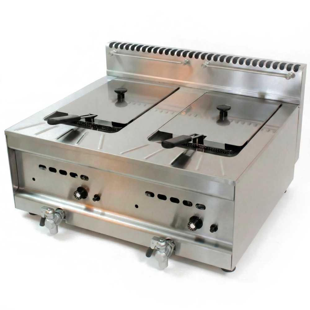 Fregidora de gas professional de sobretaula doble cuba 10+10 L i 14 kW