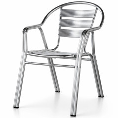 Chaise de terrasse empilable en aluminium avec finition brillante