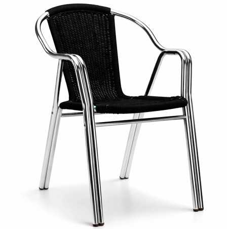 Silla trenzada apilable  para terraza con estructura de aluminio