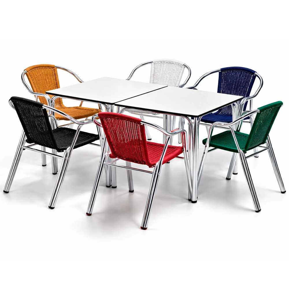 Stackable woven chair with aluminium frame for terrace Stackable woven chair with aluminium frame for terrace