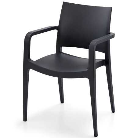 Silla de hostelería con reposabrazos apilable para terraza BOB