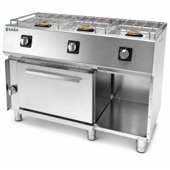 Cuisinière gaz professionnelle 3 feux avec four et gratinateur Série 550 Sara by Repagas