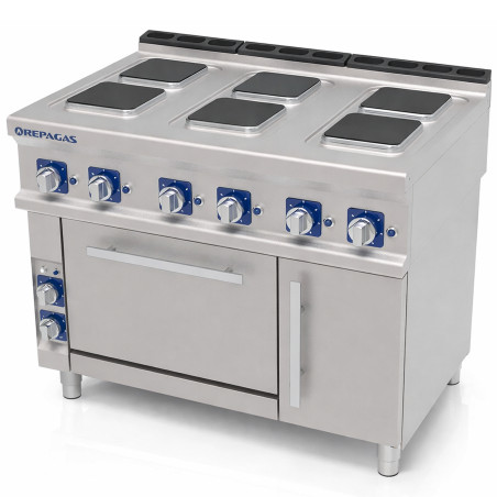 Professional electric range 750 6 hotplates with oven PRO Repagas