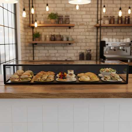 Glass non refrigerated single layer 120 cm display case for cakes and pastries