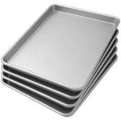 Bandeja lisa de aluminio 60x40x2,5 cm para panadería con pequeño golpe