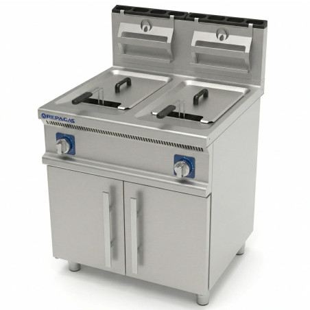 Professional Floor Standing Gas Fryer 2 Tanks 16+16L Repagas