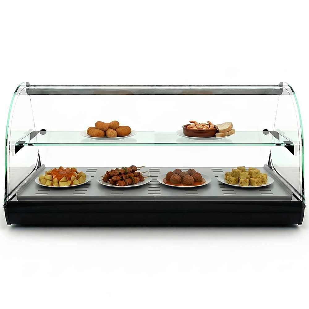 Vitrina calienta tapas profesional 1 estante 84 cm con cuba plana