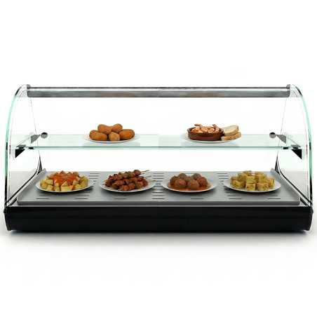 Vitrina escalfa tapes professional 84 cm, 21 prestatge, cuba plana