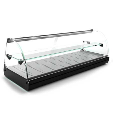 Vitrina calienta tapas profesional 2 estantes 119 cm con cuba plana