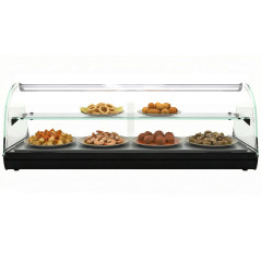 Professional Tapas Warmer Display Case 2 Shelves 119 cm Flat Well