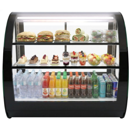Vitrina refrigerada profesional VELA de sobremostrador con cristal cámara y LED