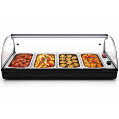 Vitrine chauffante professionnelle pour tapas avec 4 bacs GN 1/3 en acier inoxydable