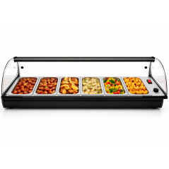 Vitrina calienta tapas profesional 6 bandejas GN 1/3 en acero inoxidable