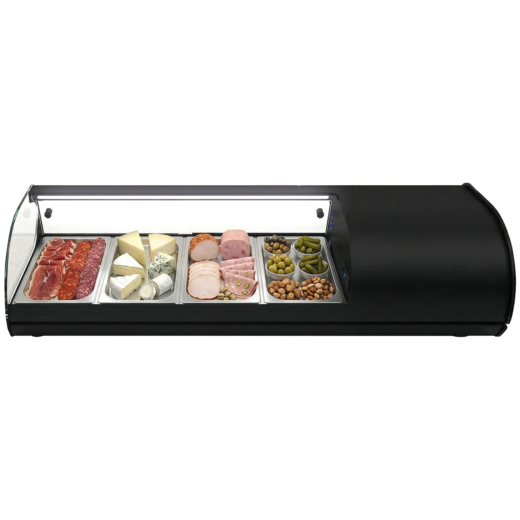 Vitrina de tapas profesional 4 GN 1/3 con iluminación LED