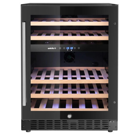Commercial dual-zone wine cooler 46 bottles 133 L with digital control 5-22°C