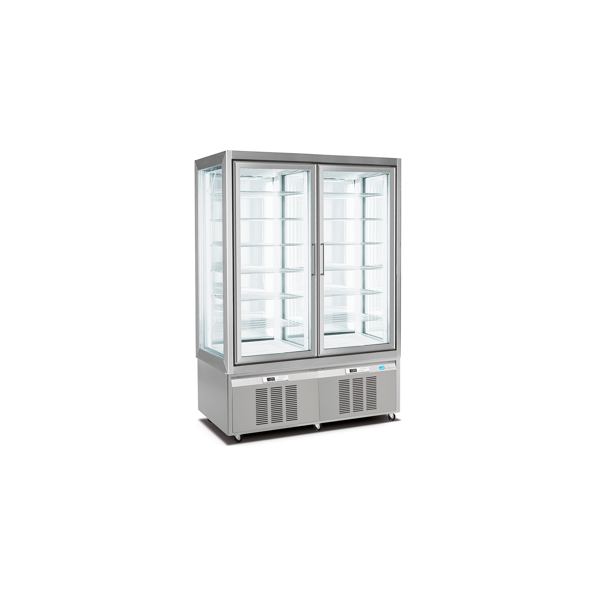 double freezer pastry display cabinet