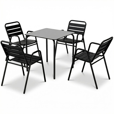 Taula de terrassa petita 70x70 per a hostaleria apilable acer galvanitzat