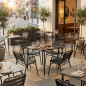 Titre principal  Table de terrasse 80x80 pour 4 personnes professionnelle empilable acier galvanisé