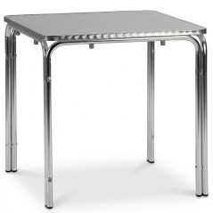 Tables carrées empilables en aluminium pour restauration professionnelle extérieure