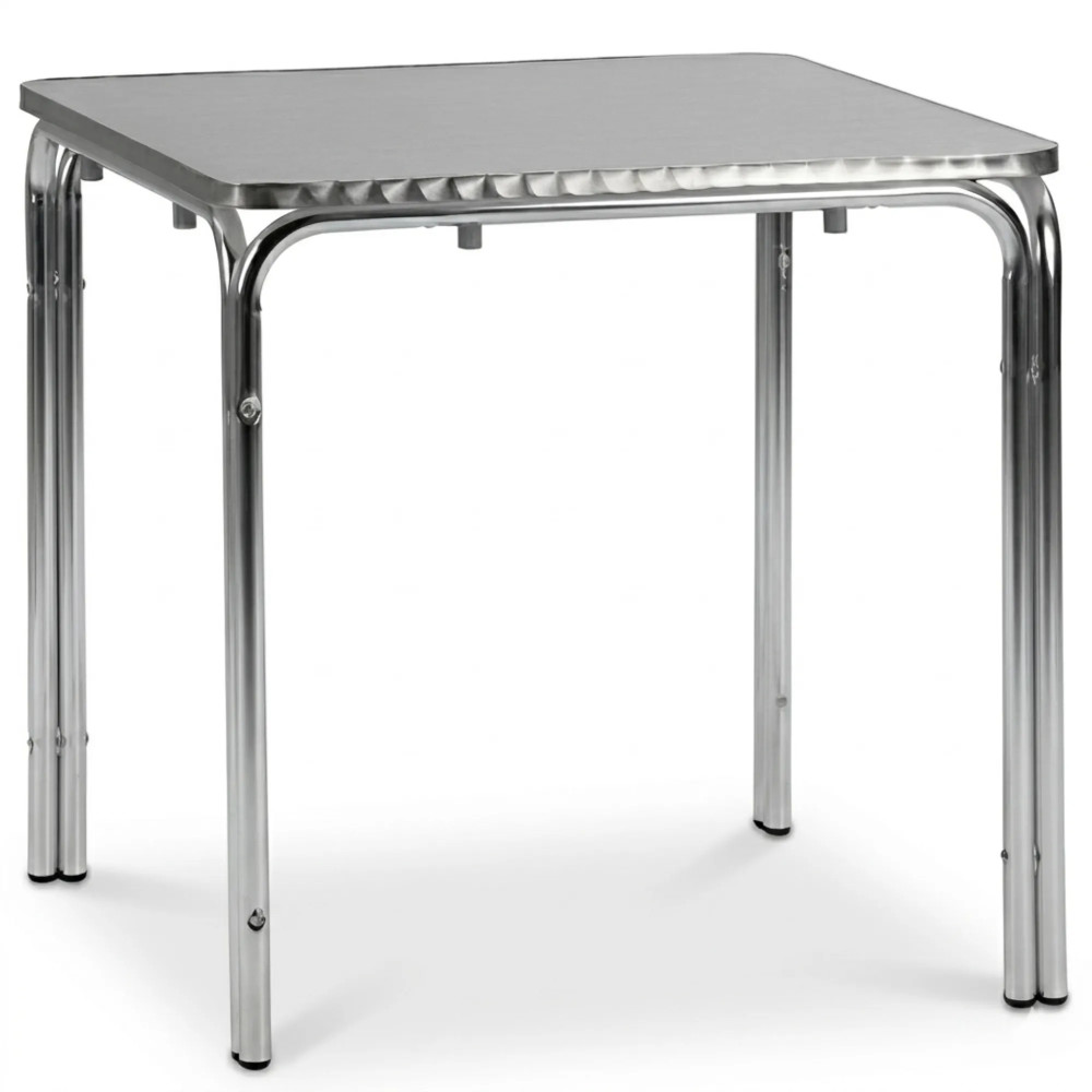 Tables carrées empilables en aluminium pour restauration professionnelle extérieure