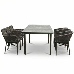 Rectangular 160x90 hospitality table aluminum anthracite ceramic effect glass