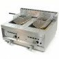 Commercial countertop gas fryer with dual 10+10 L tanks and 14 kW