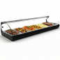 Professional heated tapas display case with 6 GN 1/3 trays in stainless steel