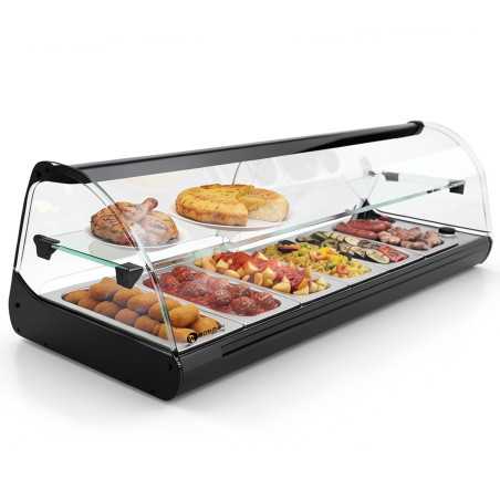 Vitrina calienta tapas profesional con estante 6 bandejas GN 1/3 en acero inoxidable